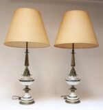 Pair of Hollywood Regency-Style Brass and Glass Stiffel Table Lamps - Image 2