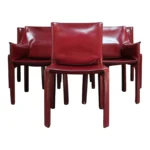 Set of Six Vintage Mario Bellini for Cassina CAB Chairs in Oxblood Leather