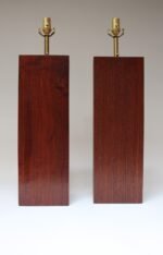 Pair of Mid Century Modern Walnut Column Block-Form Table Lamps - Image 5