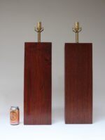 Pair of Mid Century Modern Walnut Column Block-Form Table Lamps - Image 8