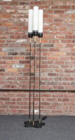 Italian Modernist Three-Fixture Glass, Brass and Metal Floor Lamp by Stilnovo - Image 2