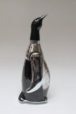Vintage Japanese Chrome and Etched Glass "Penguin" Decanter and Music Box - Image 3