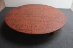 Large Vintage Japanese Taishō-Style Negoro Lacquered Round Coffee Table - Image 3