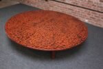Large Vintage Japanese Taishō-Style Negoro Lacquered Round Coffee Table - Image 11