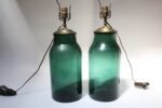 Pair of Vintage Green Blown Glass and Brass Table Lamps - Image 7