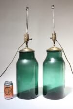 Pair of Vintage Green Blown Glass and Brass Table Lamps - Image 15