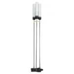 Italian Modernist Three-Fixture Glass, Brass and Metal Floor Lamp by Stilnovo