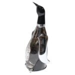 Vintage Japanese Chrome and Etched Glass "Penguin" Decanter and Music Box