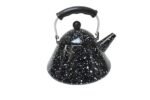 Vintage Black Enamel Graniteware / Splatterware Teapot