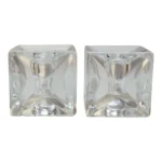 Pair of Petite Vintage Clear Glass "Ice Cube" Candle Holder