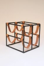 Vintage Iron and Leather Wine Rack by Arthur Umanoff - Image 2