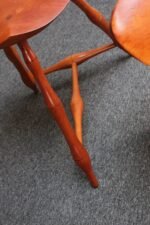 Pair of Vintage Studio Craft Windsor-Style Three Legged Low Stools in Cherrywood - Image 37