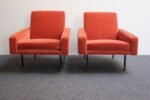 Pair of Italian Modernist Metal and Mohair Lounge Chairs by Campo and Graffi - Image 4