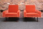 Pair of Italian Modernist Metal and Mohair Lounge Chairs by Campo and Graffi - Image 3
