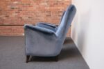 Pair of Mid-Century Italian Modern Blue Velvet Sculptural Wingback Lounge Chairs - Image 7