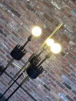 Italian Modernist Three-Fixture Glass, Brass and Metal Floor Lamp by Stilnovo - Image 14