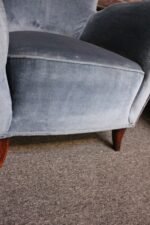 Pair of Mid-Century Italian Modern Blue Velvet Sculptural Wingback Lounge Chairs - Image 16