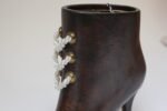 Vintage Maitland Smith Laced High Heel Boot Vase in Mahogany and Leatherette - Image 12
