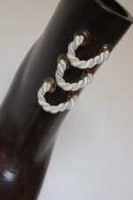 Vintage Maitland Smith Laced High Heel Boot Vase in Mahogany and Leatherette - Image 13