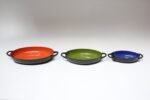 Trio of Vintage Blue, Green, and Orange Enamel Sauté Pans - Image 5