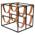Vintage Iron and Leather Wine Rack by Arthur Umanoff