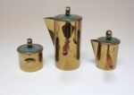 Vintage Georges Briard "El Dorado" Enamel and Brass Tea/Coffee Service - Image 4