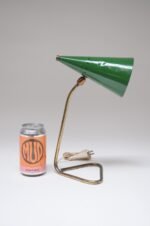 Italian Modern Brass and Green Metal Petite Table Lamp by Gilardi and Barzaghi - Image 8