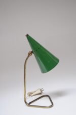 Italian Modern Brass and Green Metal Petite Table Lamp by Gilardi and Barzaghi - Image 2