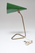 Italian Modern Brass and Green Metal Petite Table Lamp by Gilardi and Barzaghi - Image 7