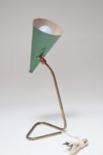 Italian Modern Brass and Green Metal Petite Table Lamp by Gilardi and Barzaghi - Image 3