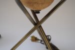 Pair of Modernera Cork and Brass Tripod Table Lamps with Fiberglass Shades - Image 16