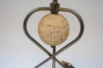 Pair of Modernera Cork and Brass Tripod Table Lamps with Fiberglass Shades - Image 13