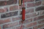 Mid Century Italian Modernist Wall Swag Lamp in Brass and Red Lacquered Metal - Image 27