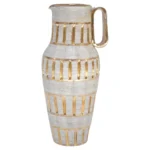 Italian Modern Gold and White Glazed Ceramic Pitcher by Aldo Londi for Bitossi
