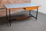 Mid-Century Italian Modern Walnut and Steel Desk with Blue Laminate Top - Image 2