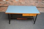 Mid-Century Italian Modern Walnut and Steel Desk with Blue Laminate Top - Image 6