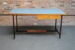 Mid-Century Italian Modern Walnut and Steel Desk with Blue Laminate Top - Image 5