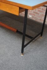 Mid-Century Italian Modern Walnut and Steel Desk with Blue Laminate Top - Image 26