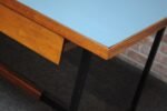 Mid-Century Italian Modern Walnut and Steel Desk with Blue Laminate Top - Image 24