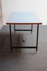 Mid-Century Italian Modern Walnut and Steel Desk with Blue Laminate Top - Image 12