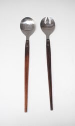 Vintage Japanese Modernist Rosewood and Stainless Steel Salad Tongs/Serving Utensils - Image 7