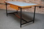 Mid-Century Italian Modern Walnut and Steel Desk with Blue Laminate Top - Image 10