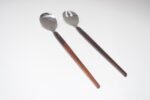 Vintage Japanese Modernist Rosewood and Stainless Steel Salad Tongs/Serving Utensils - Image 3