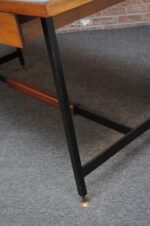 Mid-Century Italian Modern Walnut and Steel Desk with Blue Laminate Top - Image 29