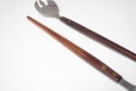 Vintage Japanese Modernist Rosewood and Stainless Steel Salad Tongs/Serving Utensils - Image 5