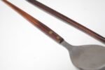 Vintage Japanese Modernist Rosewood and Stainless Steel Salad Tongs/Serving Utensils - Image 14