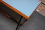 Mid-Century Italian Modern Walnut and Steel Desk with Blue Laminate Top - Image 16