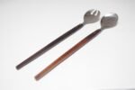 Vintage Japanese Modernist Rosewood and Stainless Steel Salad Tongs/Serving Utensils - Image 4