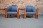 Pair of Postmodern Club Chairs in Stained Birdseye Maple by Michael Graves - Image 2