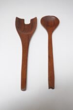 Mid-Century Modern Sculptural Teakwood Salad Tongs - Image 4